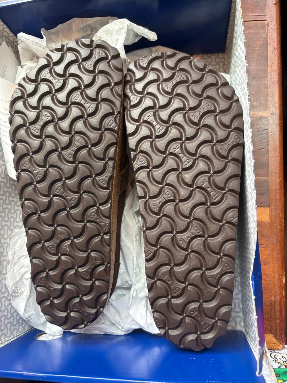 Birkenstock Brown Suede Mules with Buckle Trim - Picture 3 of 5